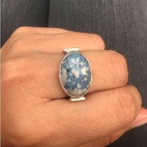 Becky Thatcher silver ring with Leland Blue stone